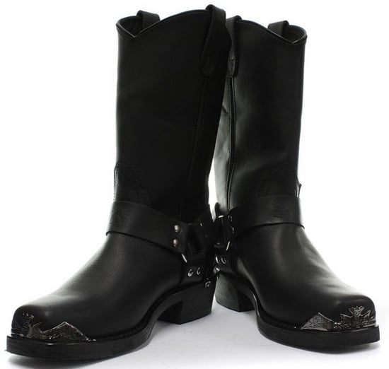 Grinders Mens Black Cowboy Biker Boots- Eagle Hi