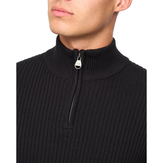 Crosshatch Heren Havaline gebreide Quarter Zip Pullover (Zwart) - Image 3