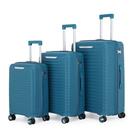 Hard Shell Blue Classic Suitcase Set 8 Wheel Cabin TSA Luggage Case Holiday Travel