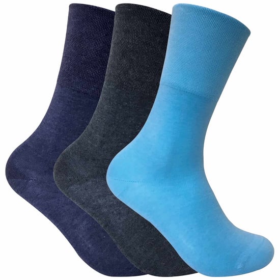 Set van 3 sokken zonder elastiek thermo diabetessokken voor dames - Blauw - Image 1