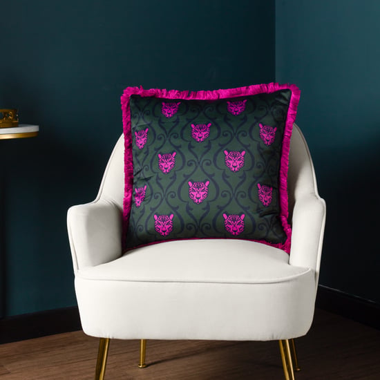 Paoletti Lupita Fringed Animal Satin Polyester Filled Cushion