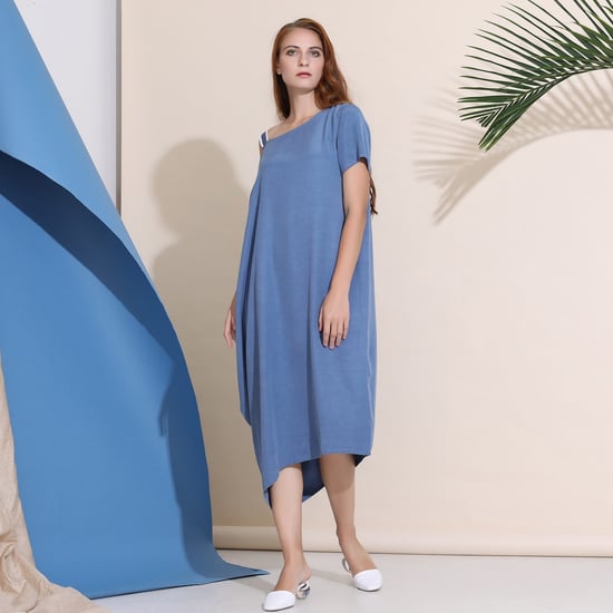 Minimalist Asymmetric Off-the-Shoulder Loose Dress
