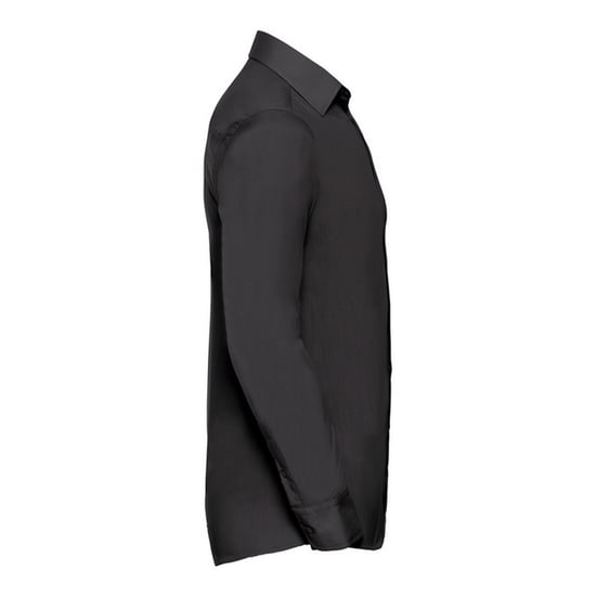 Russell Collection Mens Poplin Tailored Long-Sleeved Shirt (Black)