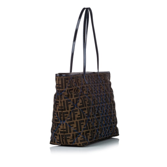Vintage Fendi Zucca Roll Quilted Canvas Tote Bag Brown