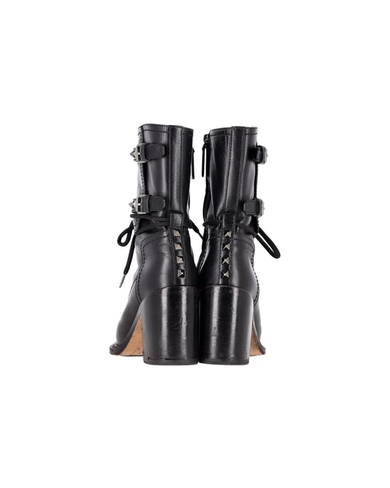 Valentino Garavani Rockstud Dubbelgesp Hakken in Zwart Leer - Image 4