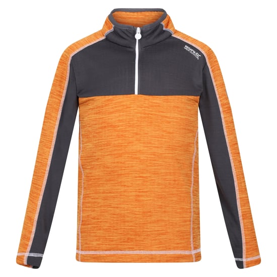 Regatta Childrens/Kids Hewley Recycled Half Zip Fleece Top (Orange Pepper/Seal Grey)
