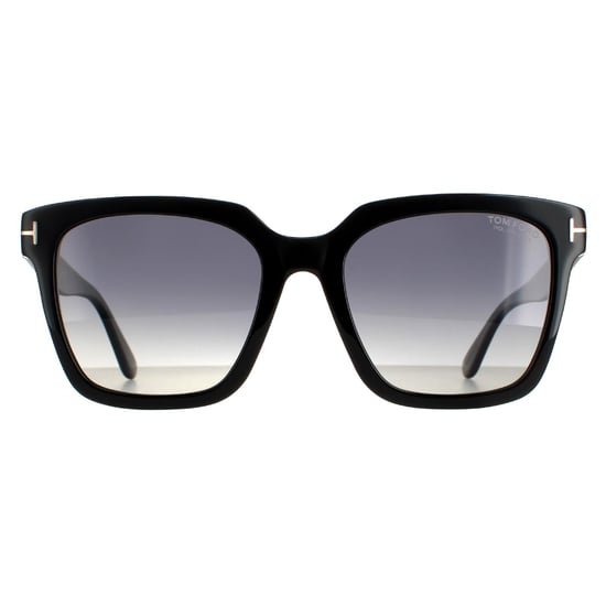 Tom Ford Square Womens Shiny Black Smoke Polarized Selby FT0952