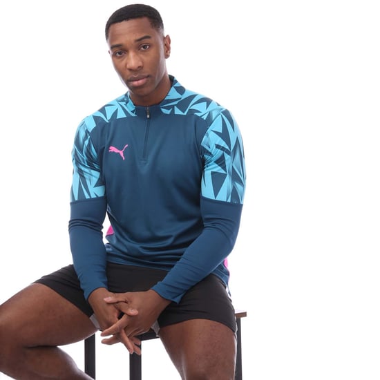 Heren Puma IndividualFINAL 1/4 Zip Top in Blauw - Image 4