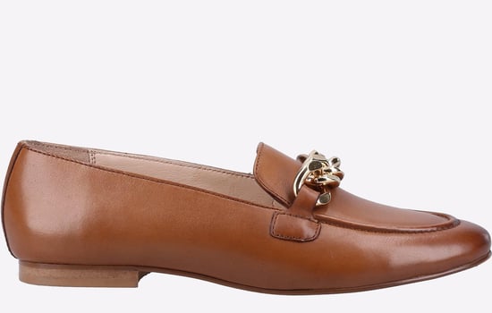 Hush Puppies Harper Chain Leren Damesslippers In Tan. - Image 1