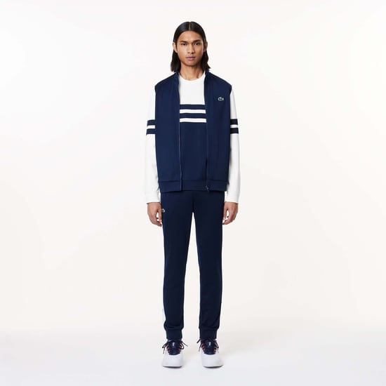 Men's Lacoste Sportsuit Ripstop Tennis Sweatshirt in White Navy
