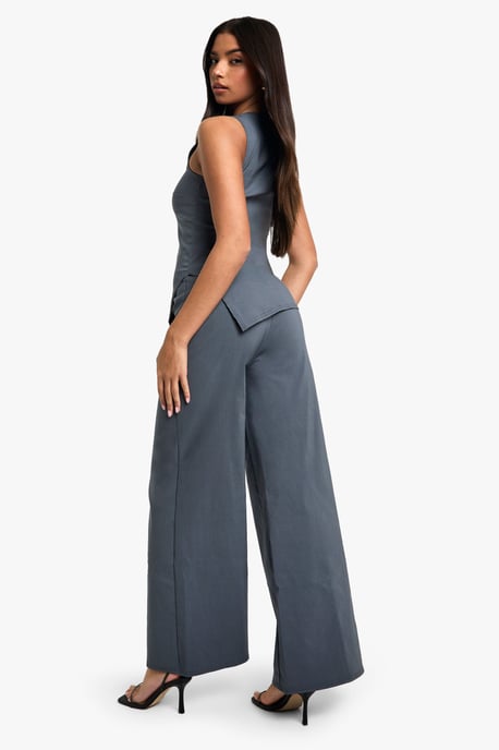 Super Stretch Asymmetric Longline Top & Wide Leg Trousers
