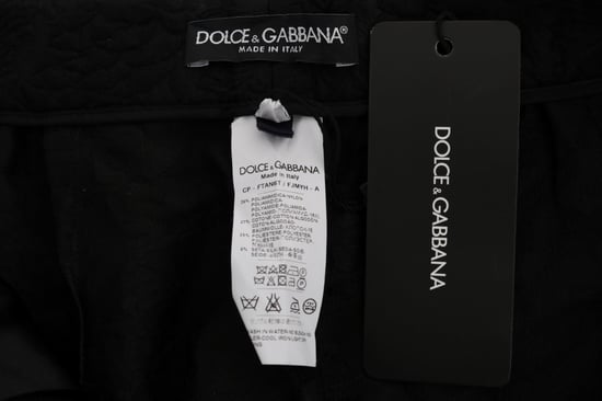 Dolce & Gabbana Zwarte Brokaat Hoge Taille Capri Shorts - Image 6