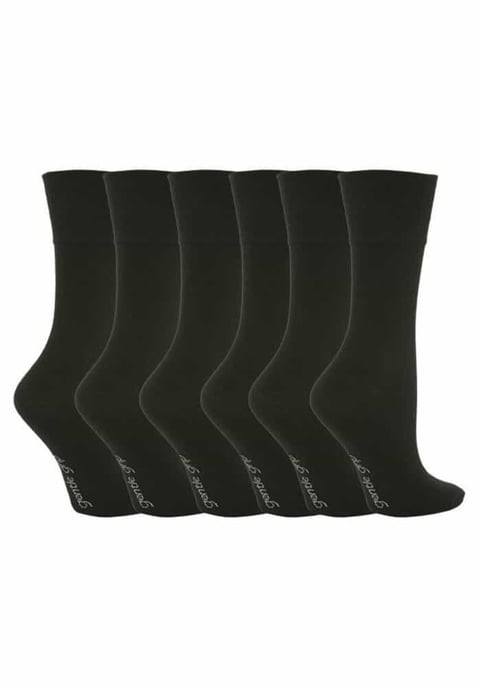 6 paar sokken zonder elastiek damessokken met zachte grip - GG67 ZWART - Image 1