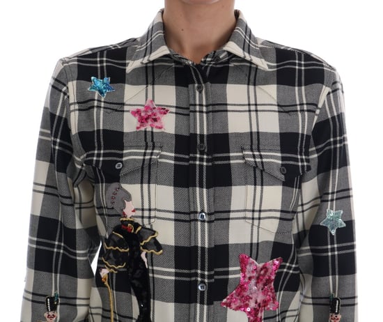Dolce & Gabbana Zwart Witte Sprookje Kristallen Shirt - Image 4