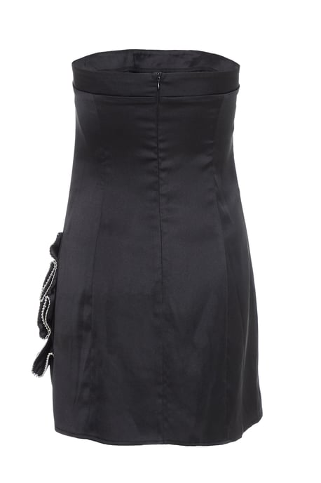 Black Satin Bow Mini Dress