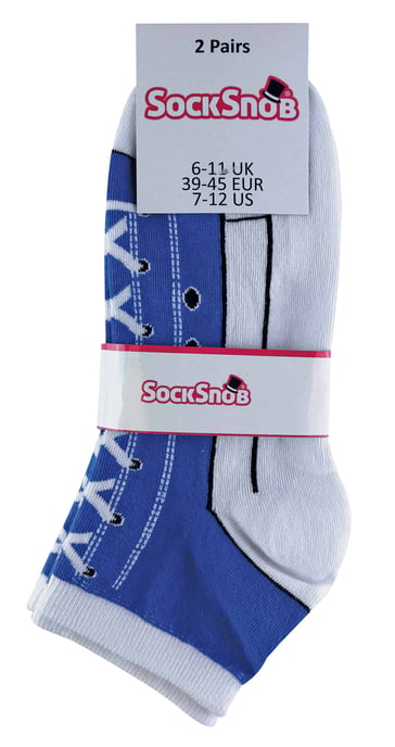 Set van 2 uniseks katoenen sokken die op schoenen lijken - Lichtblauw - Image 2