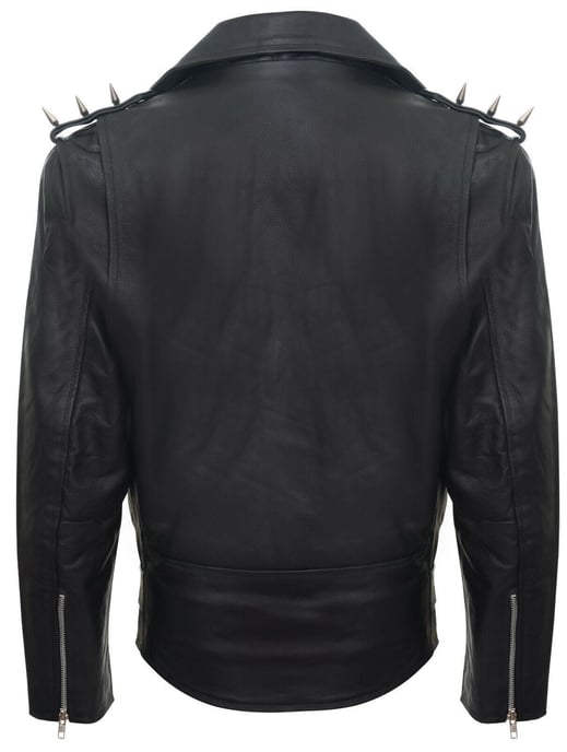 Brando Black ''Ghostrider'' Spiked Leather Biker Jacket