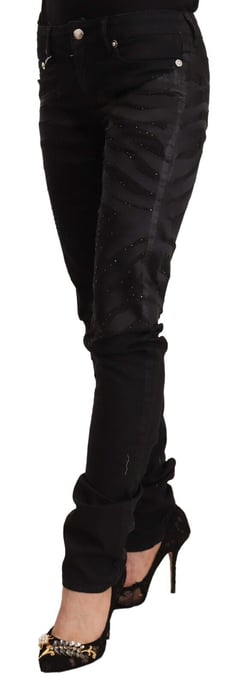 Just Cavalli Dames Zwarte Mid Waist Versierde Skinny Jeans - Image 2