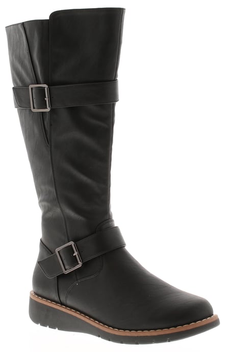 Platino Womens Long Boots Weft Zip black