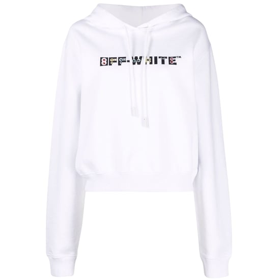 Off-White Geometric Logo Cropped White Hoodie