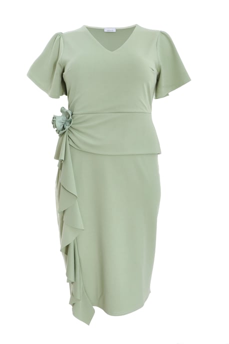 Curve Sage Flower Corsage Midi Dress