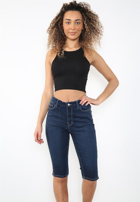 MYT Magic Shaping denim short met hoge taille voor dames, blauw - Image 6