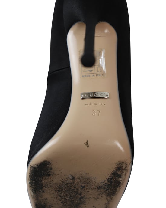 Gucci Dionysus Versierde Pumps in Zwart Satijn - Image 6