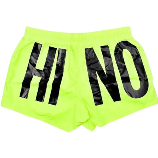 Moschino Brand Print Logo Highlighter Yellow Short Swim Shorts