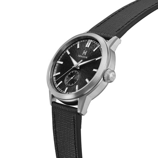 Heritor Automatic Argento Leather-Band Watch