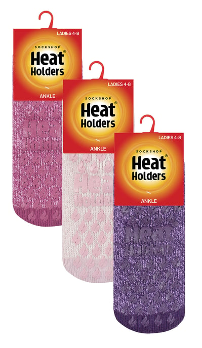 3 Paar Multiverpakking Dames Enkelpantoffelsokken | Heat Holders | Fleece laag uitgesneden pluizige damessokken met grijpers - Pisa 2 - Image 2