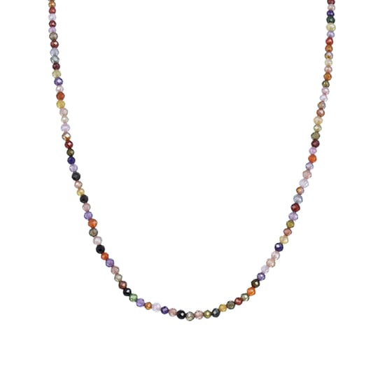 Luxenter Sterling Zilver 925 Ketting met Veelkleurig Kristal Afgewerkt in 18K Geel Goud - Ufela - Image 1