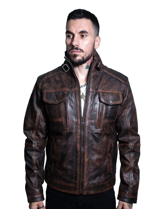 Men's Vintage Leather Biker Jacket-Cape Town