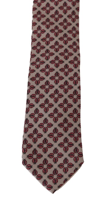 Dolce & Gabbana Grijze Zijden Strik met Rode Lieveheersbeestje Print - Image 2