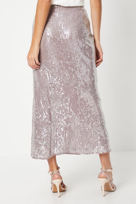 Sequin Midi Slip Skirt