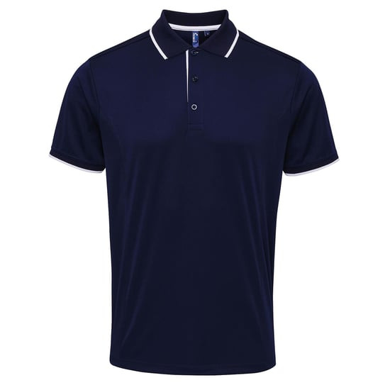 Premier Herencontrast Coolchecker Polo Shirt (Marine / Wit) - Image 1