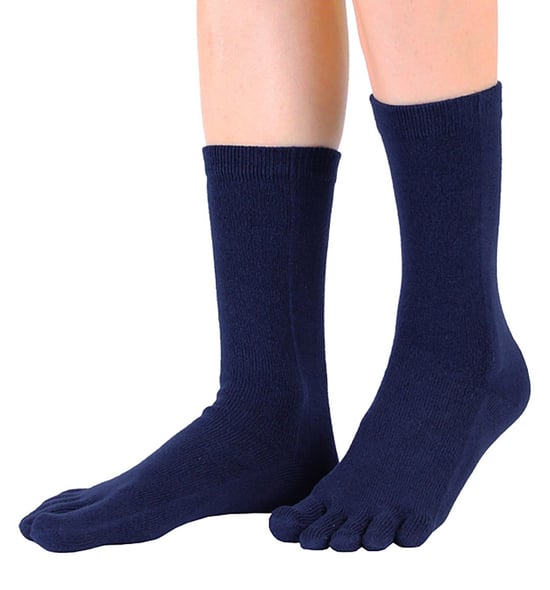 TOETOE - Heren & Dames Essentiële Middelhoge Zachte Ademende Katoenen Teen Sokken - Marineblauw - Image 2