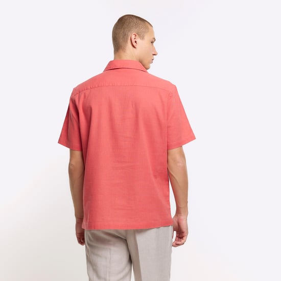 River Island Mens Shirt Coral Regular Fit Linen Blend - Image 2