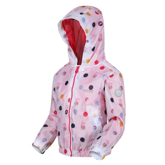 Regatta Kinder/Kinderen Peppa Pig Polka Dot Waterdichte Jas met Kap (Lichtroze) - Image 3