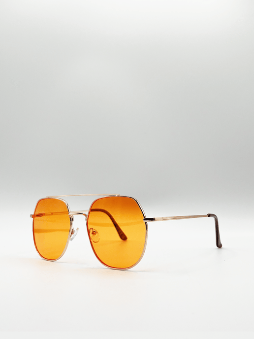 Gold rounded aviator style sunglasses