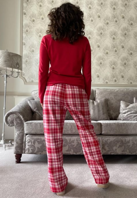 GAP Womens Pyjama Flanellen Slaapset in Rood ruitpatroon - Image 2