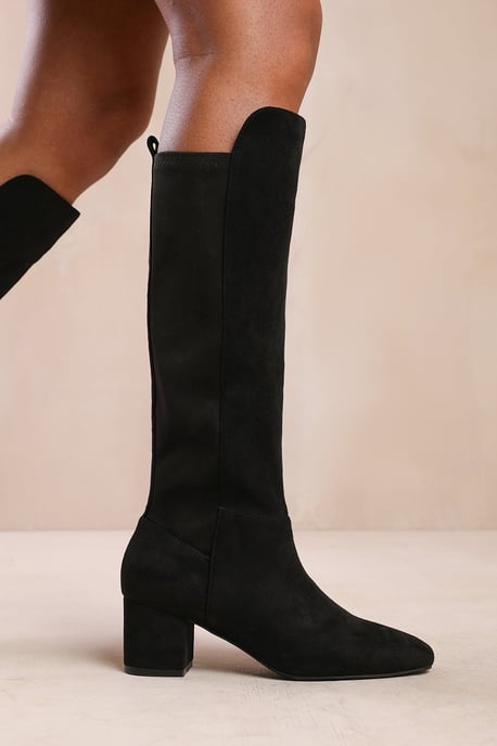 Where's That From Womens 'Cherish' Block Heel Knee High Boots With Side Zip