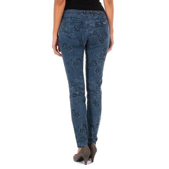 Printed and elastic long denim pants 10DB50210 woman