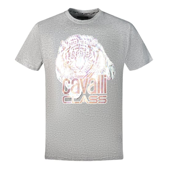 Cavalli Class Grote Tijgerlogo Grijze T-shirt - Image 1