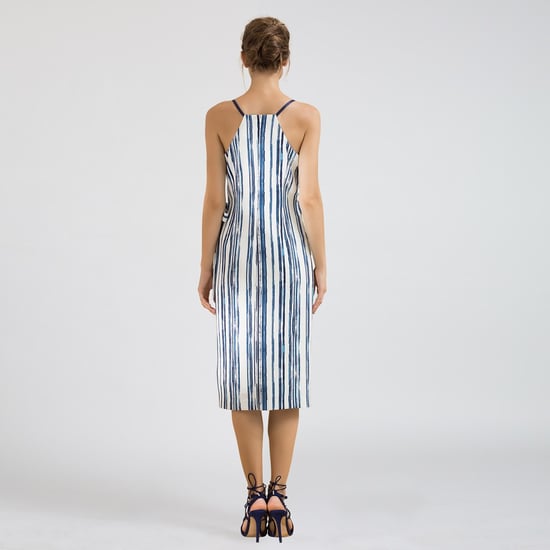 Stripe Print Wrap Effect Dress