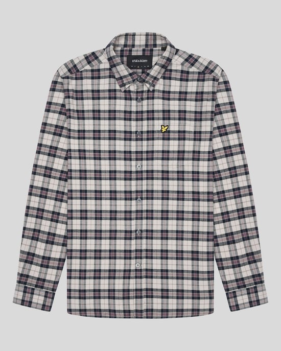 Lyle & Scott geruit flanel marineblauw shirt met lange mouwen - Image 5