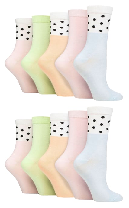 Wildfeet - 10 Paar Dames Bamboe Crewsokken - Jacquard Sokken - Vlekken Pastel - Image 1