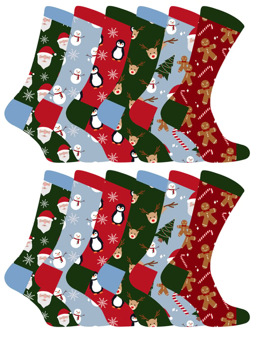Nieuwe kerstsokken voor kinderen met leuke patronen - 12 Pack - Image 1