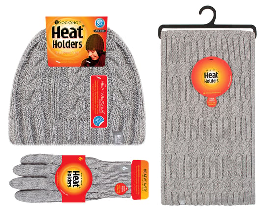 Heat Holders Dames Gebreide Muts Handschoen & Sjaal Set - Lichtgrijs - Image 2