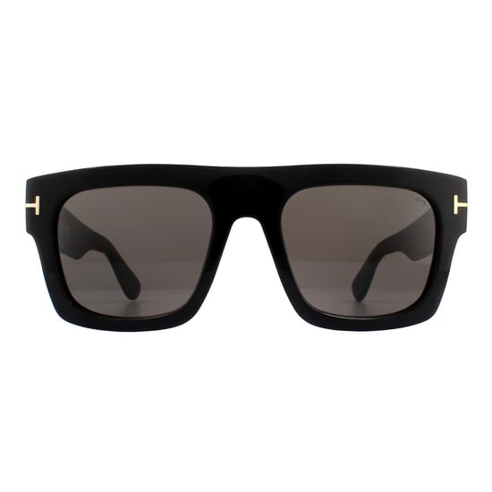 Tom Ford Square Mens Shiny Black Smoke Grey Sunglasses