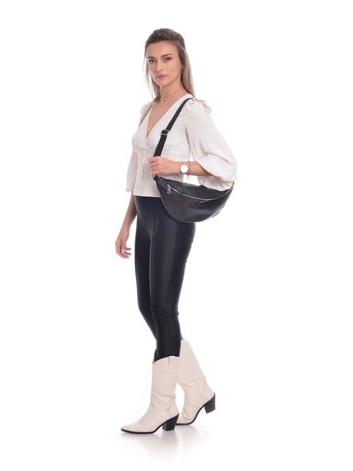 Isabella Rhea SS22 IR 1771T Zwart Rundleer Tas - Image 5